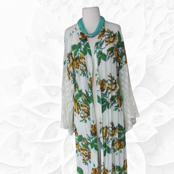 CRAZY TRAINLADIES FLORAL DUSTER BELL SLEEVE